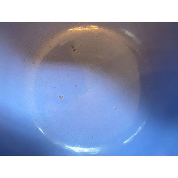 Vintage Blue Ceramic Mixing Bowl Ribbed Design 5" Tall 8.5" Diameter Kitchenware - Picture 7 of 8